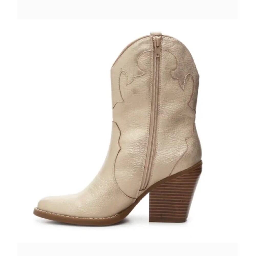 Mix No 6 Brycen Cowboy Boots 6.5 Gold Tan Heel Western Vegan Leather - Picture 3 of 9